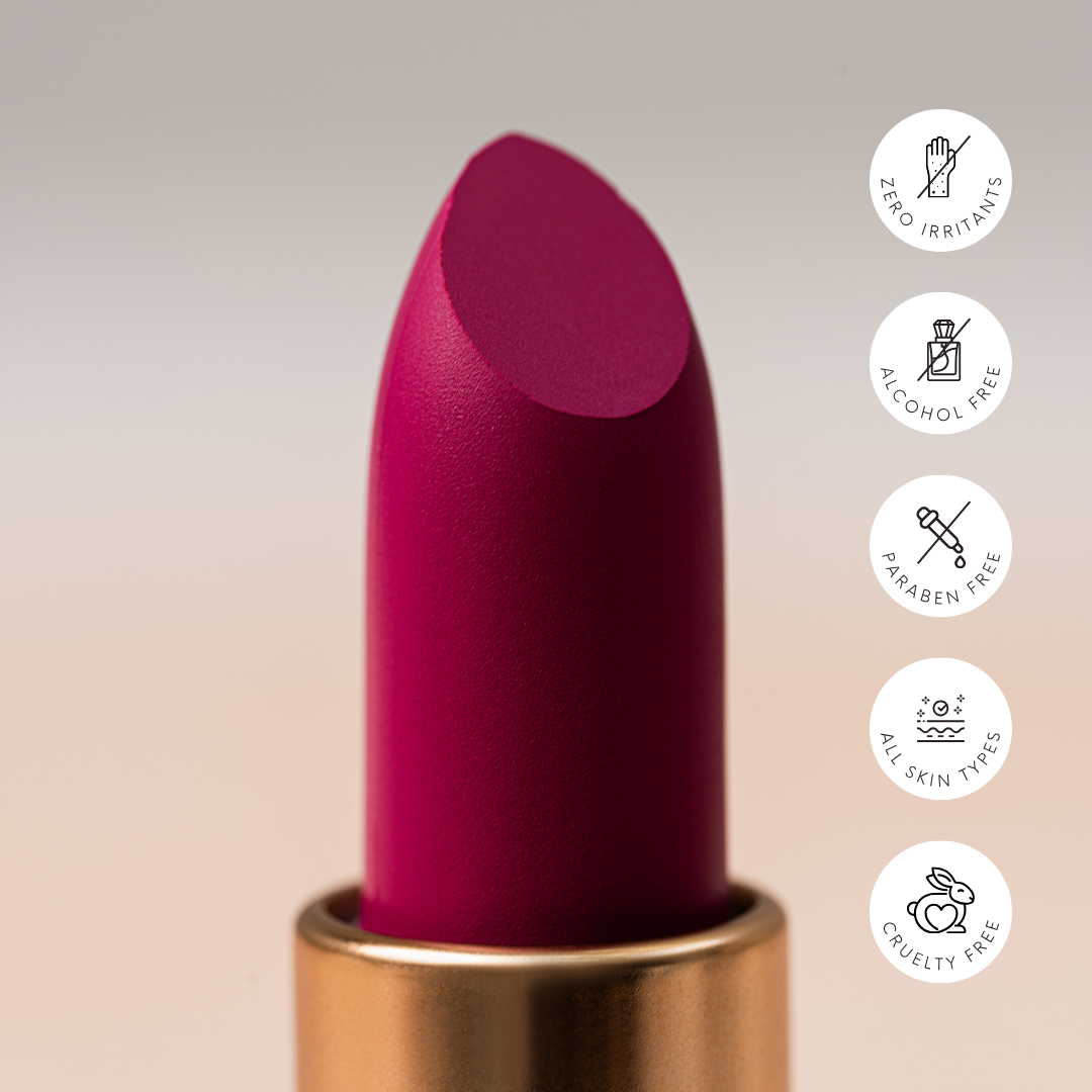 Fuchsia Dreams – Bold Purple Satin Matte Lipstick