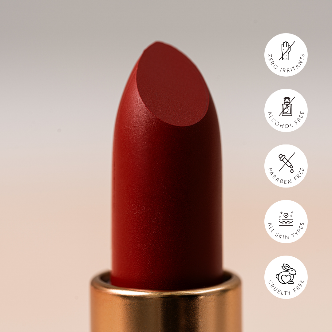 Henna Nights – Deep Red Festive Satin Matte Lipstick