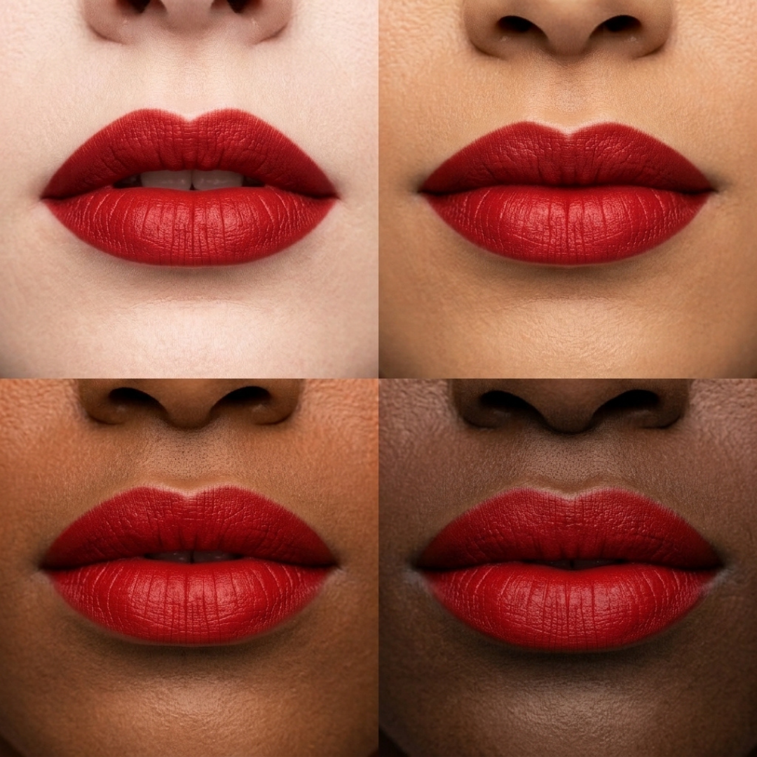 Jasmine’s Kiss – Fiery Coral Red Satin Matte Lipstick
