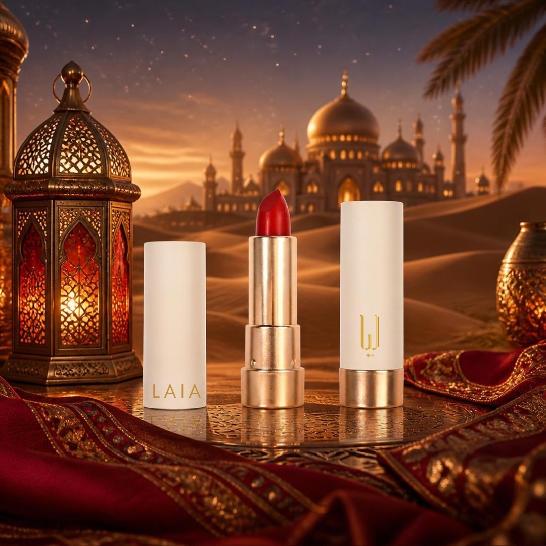 Jasmine’s Kiss – Fiery Coral Red Satin Matte Lipstick