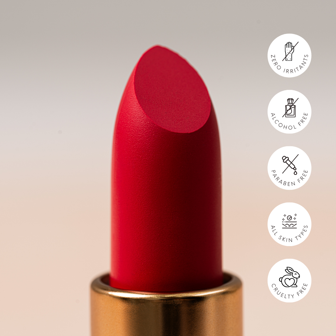 Lady Cerise – Bright Cherry Red Satin Matte Lipstick