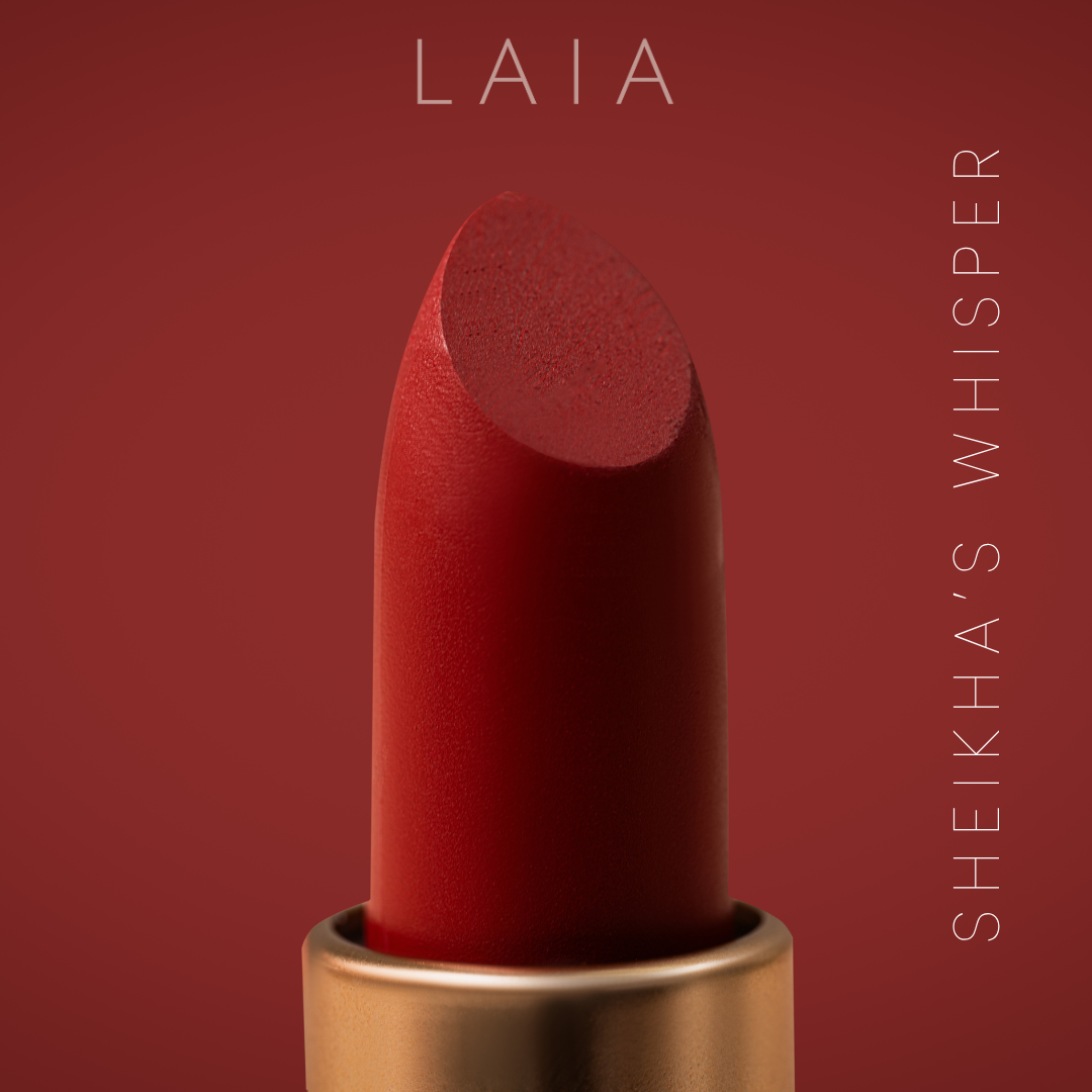 Sheikha’s Whisper – Dark Pink to Red Satin Matte Lipstick