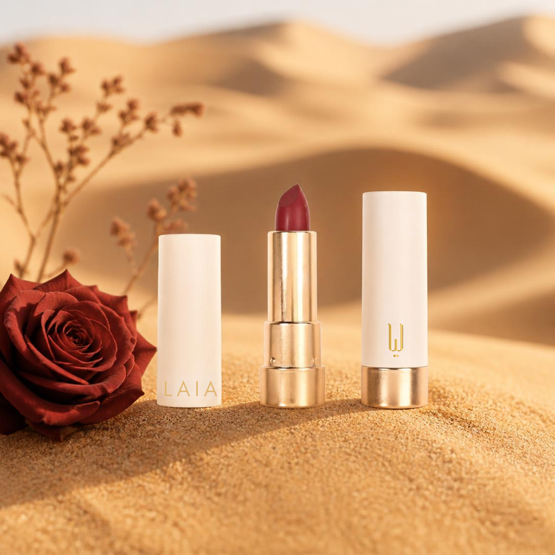 Sheikha’s Whisper – Dark Pink to Red Satin Matte Lipstick
